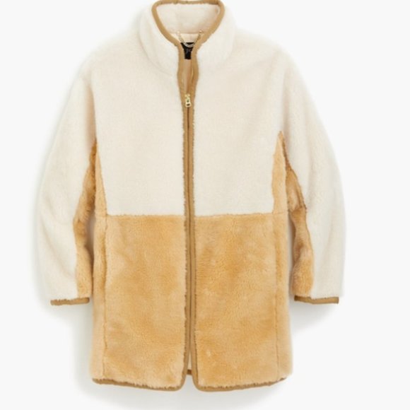J.CREW Colorblock Teddy Coat Size M NWT $228 Item J7256